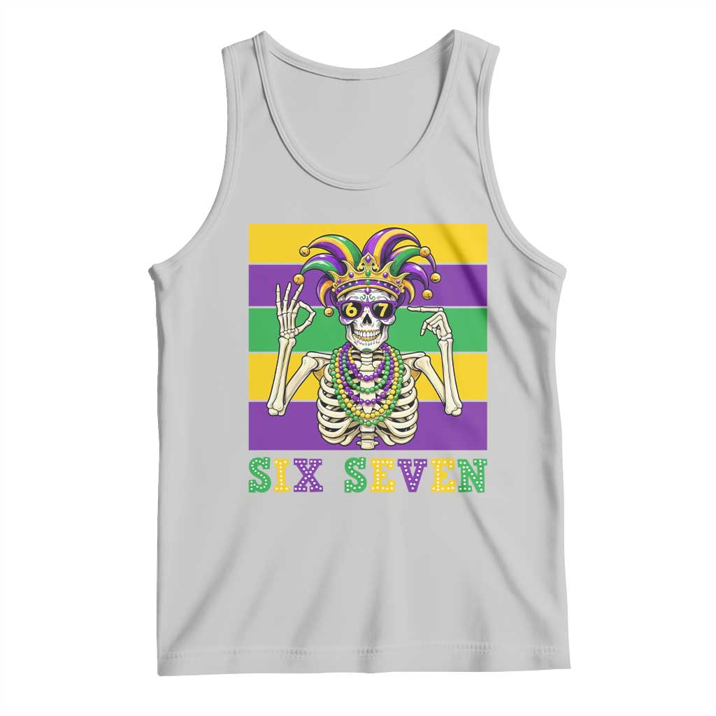 Funny Mardi Gras Skeleton Tank Top Six Seven Meme