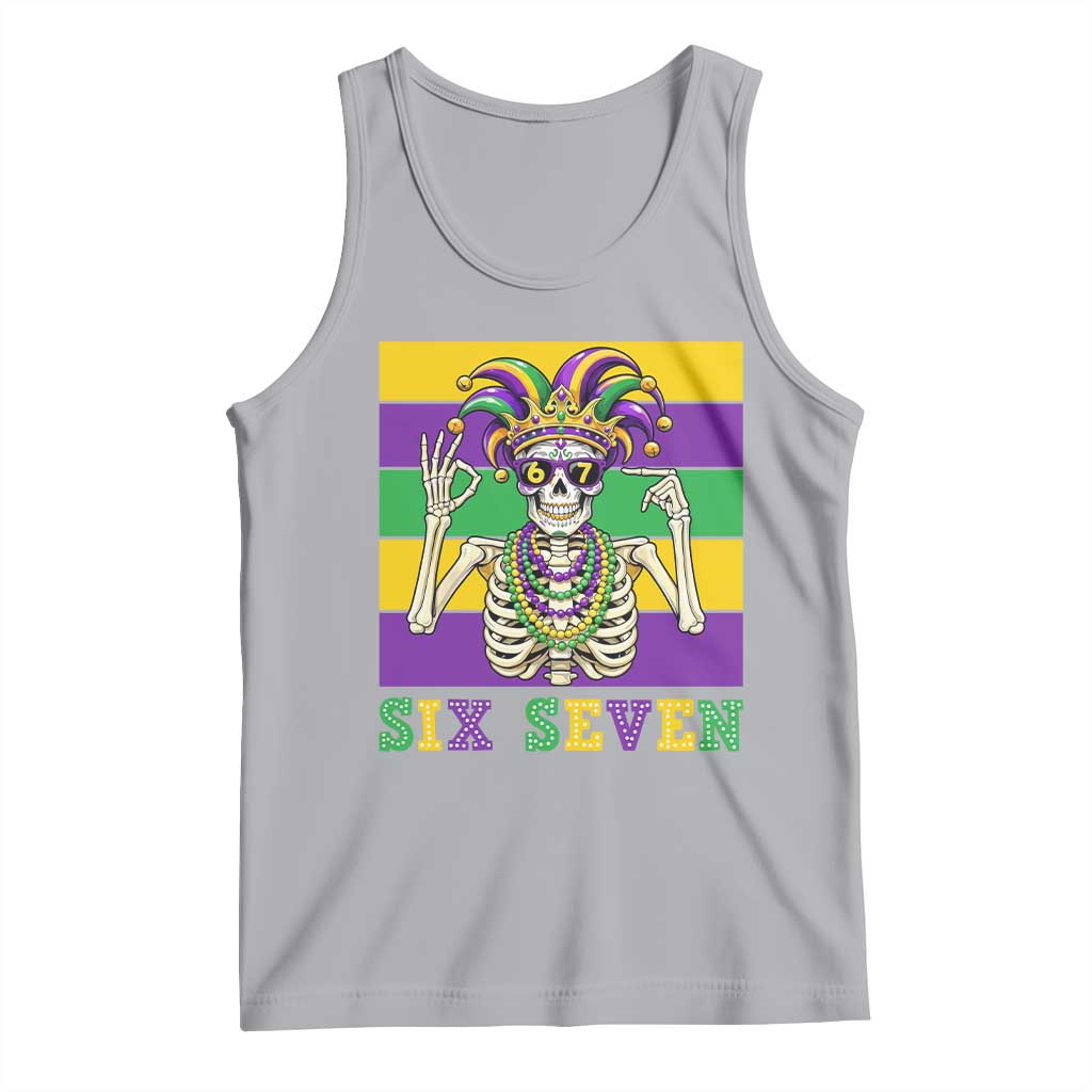 Funny Mardi Gras Skeleton Tank Top Six Seven Meme