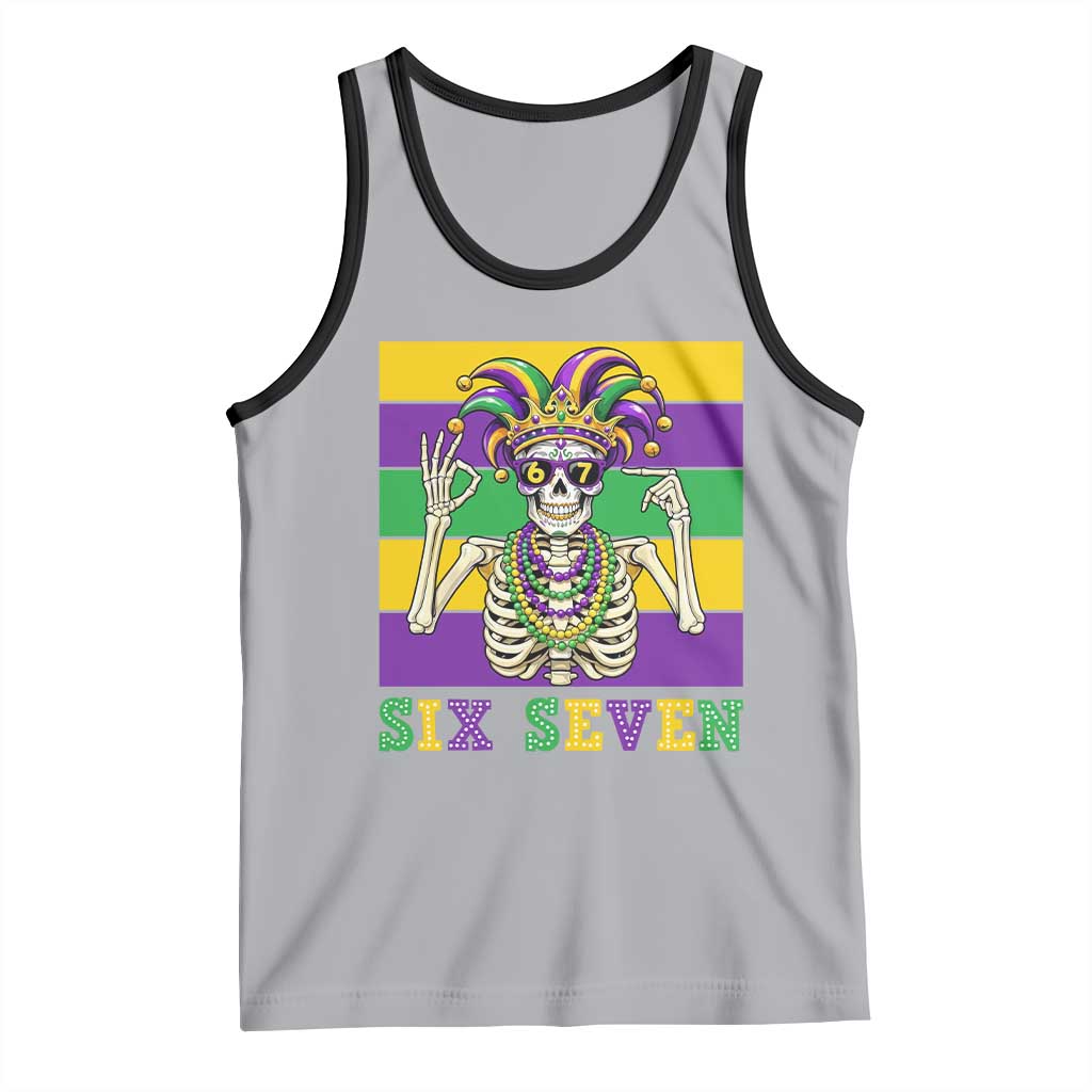 Funny Mardi Gras Skeleton Tank Top Six Seven Meme