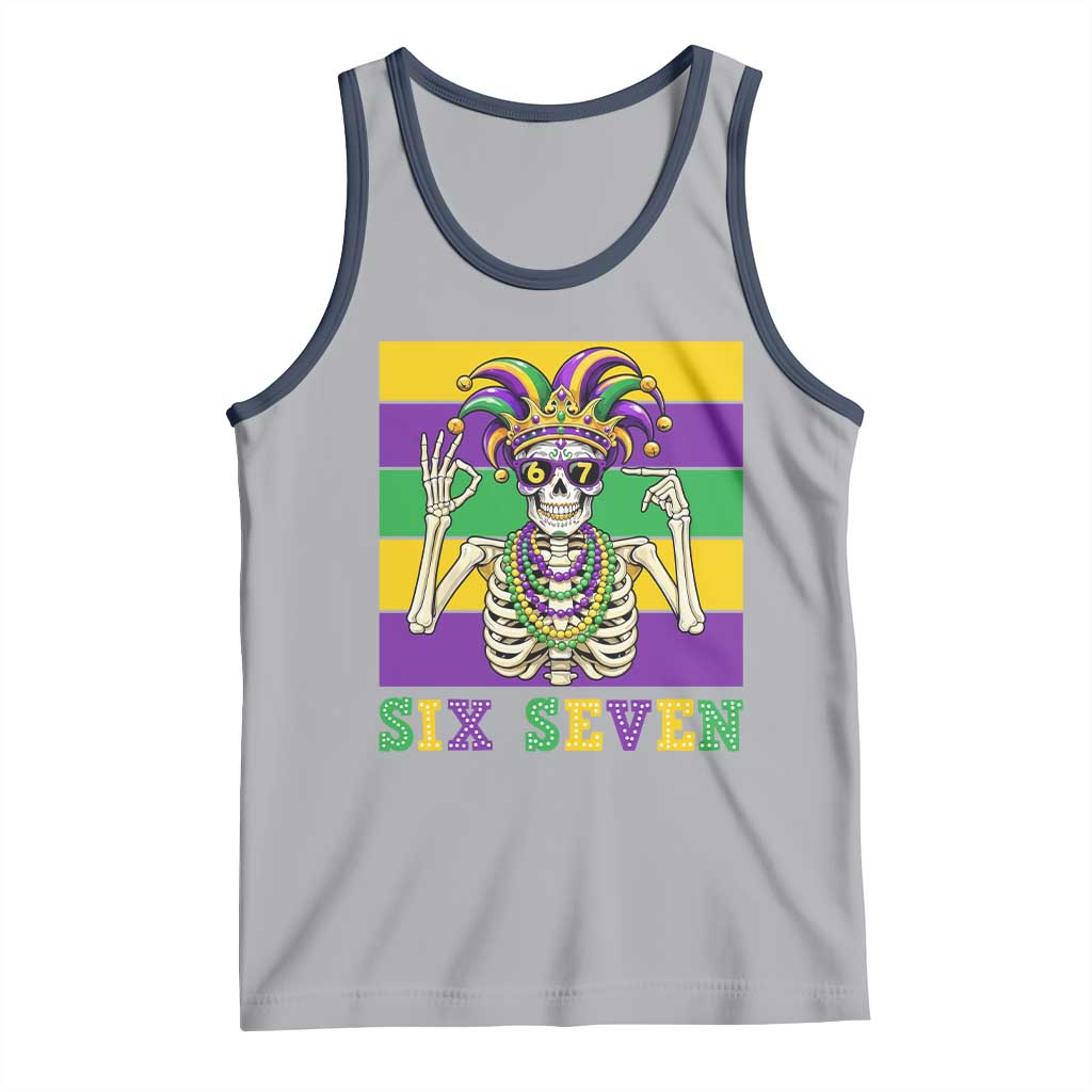 Funny Mardi Gras Skeleton Tank Top Six Seven Meme