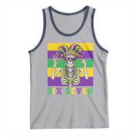 Funny Mardi Gras Skeleton Tank Top Six Seven Meme