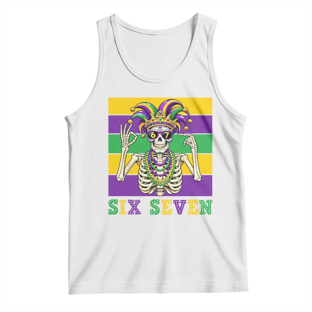 Funny Mardi Gras Skeleton Tank Top Six Seven Meme