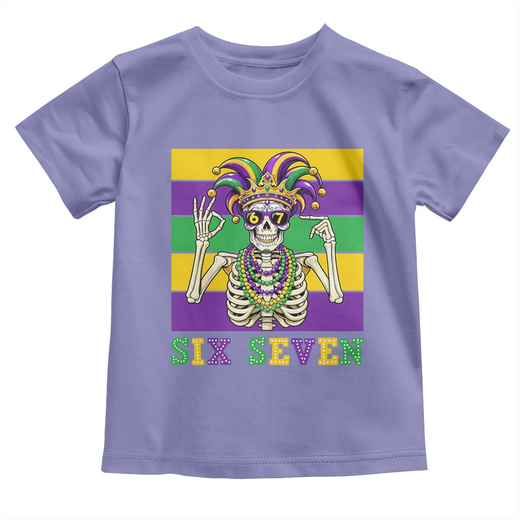Funny Mardi Gras Skeleton Toddler T Shirt Six Seven Meme