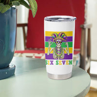 Funny Mardi Gras Skeleton Tumbler Cup Six Seven Meme