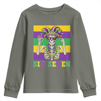Funny Mardi Gras Skeleton Youth Sweatshirt Six Seven Meme