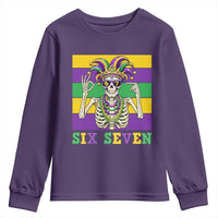 Funny Mardi Gras Skeleton Youth Sweatshirt Six Seven Meme