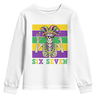Funny Mardi Gras Skeleton Youth Sweatshirt Six Seven Meme