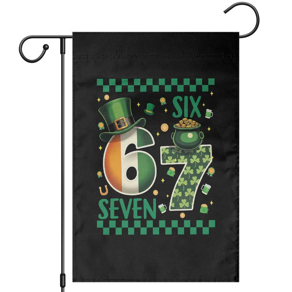 Funny St Patricks Six Seven Garden Flag Gen Z Irish Gift
