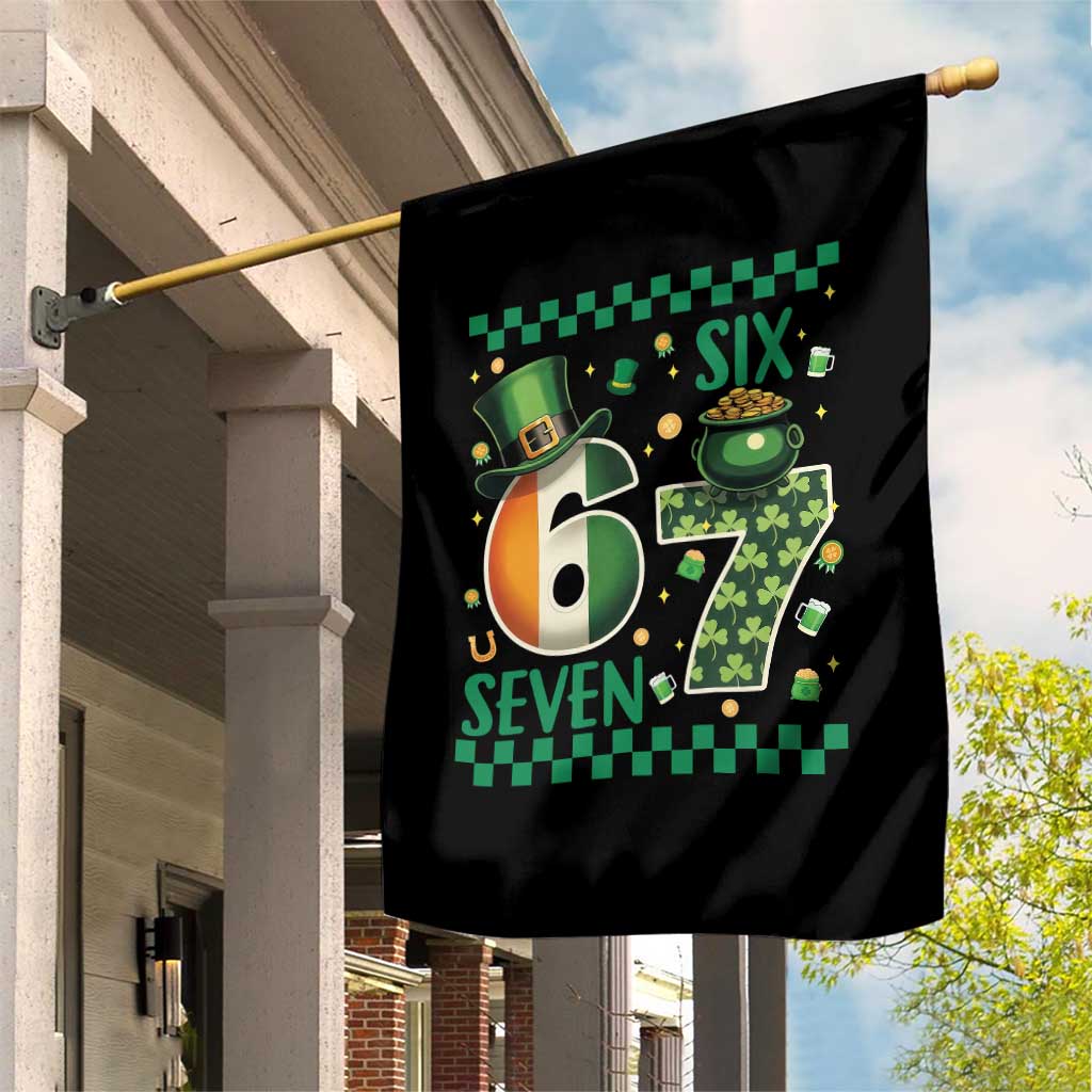 Funny St Patricks Six Seven Garden Flag Gen Z Irish Gift