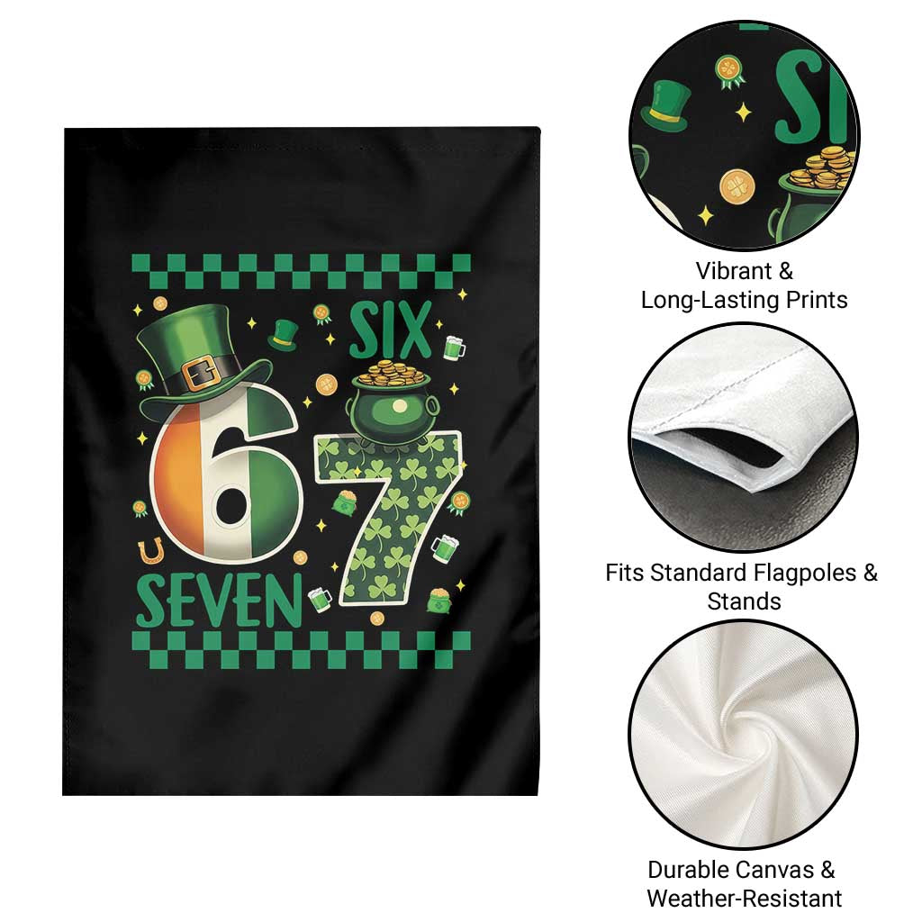 Funny St Patricks Six Seven Garden Flag Gen Z Irish Gift