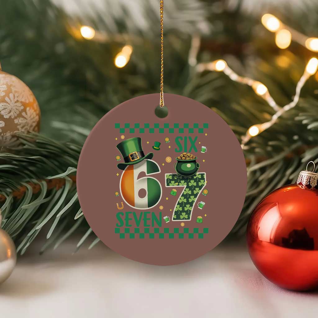 Funny St Patricks Six Seven Ceramic Ornament Gen Z Irish Gift