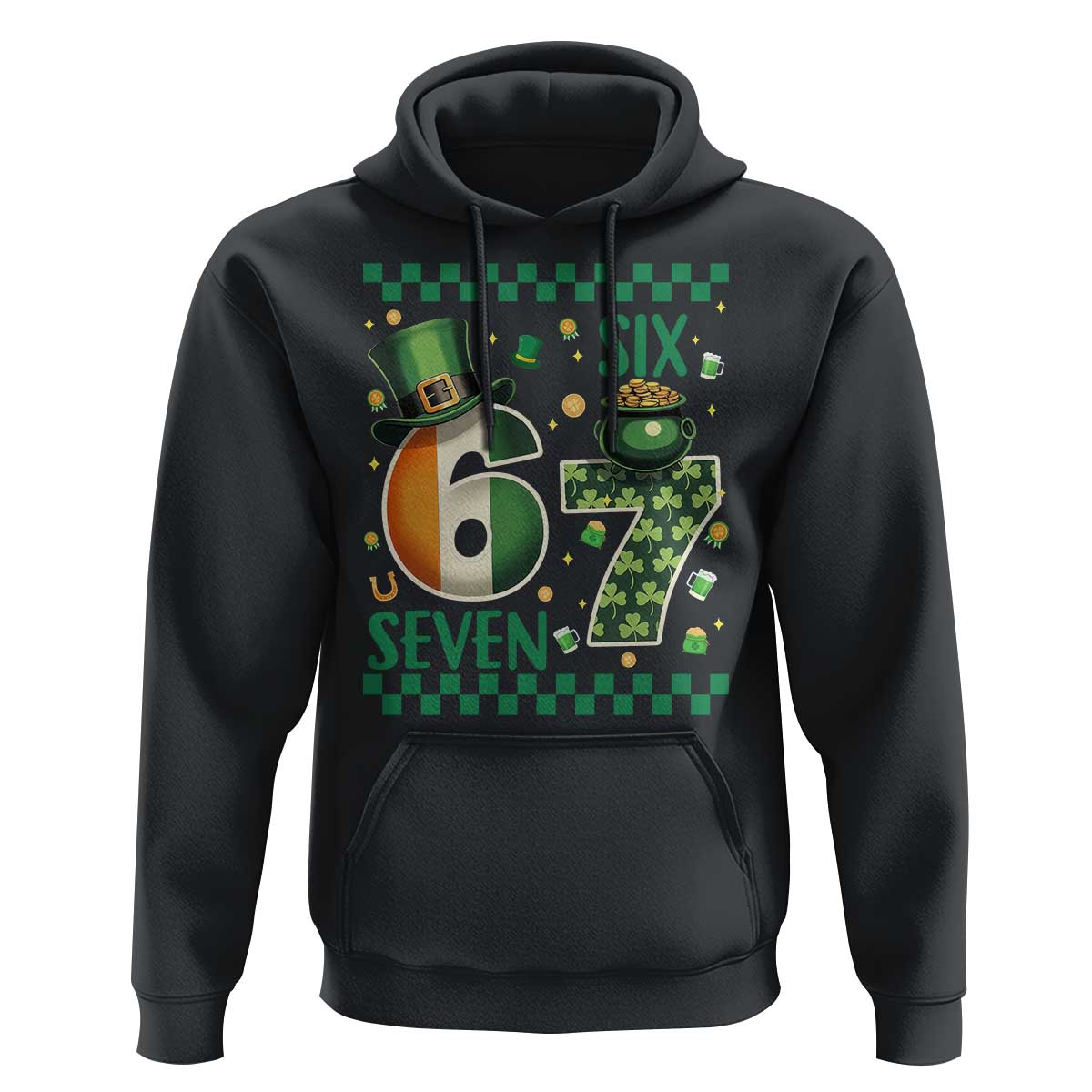 Funny St Patricks Six Seven Hoodie Gen Z Irish Gift