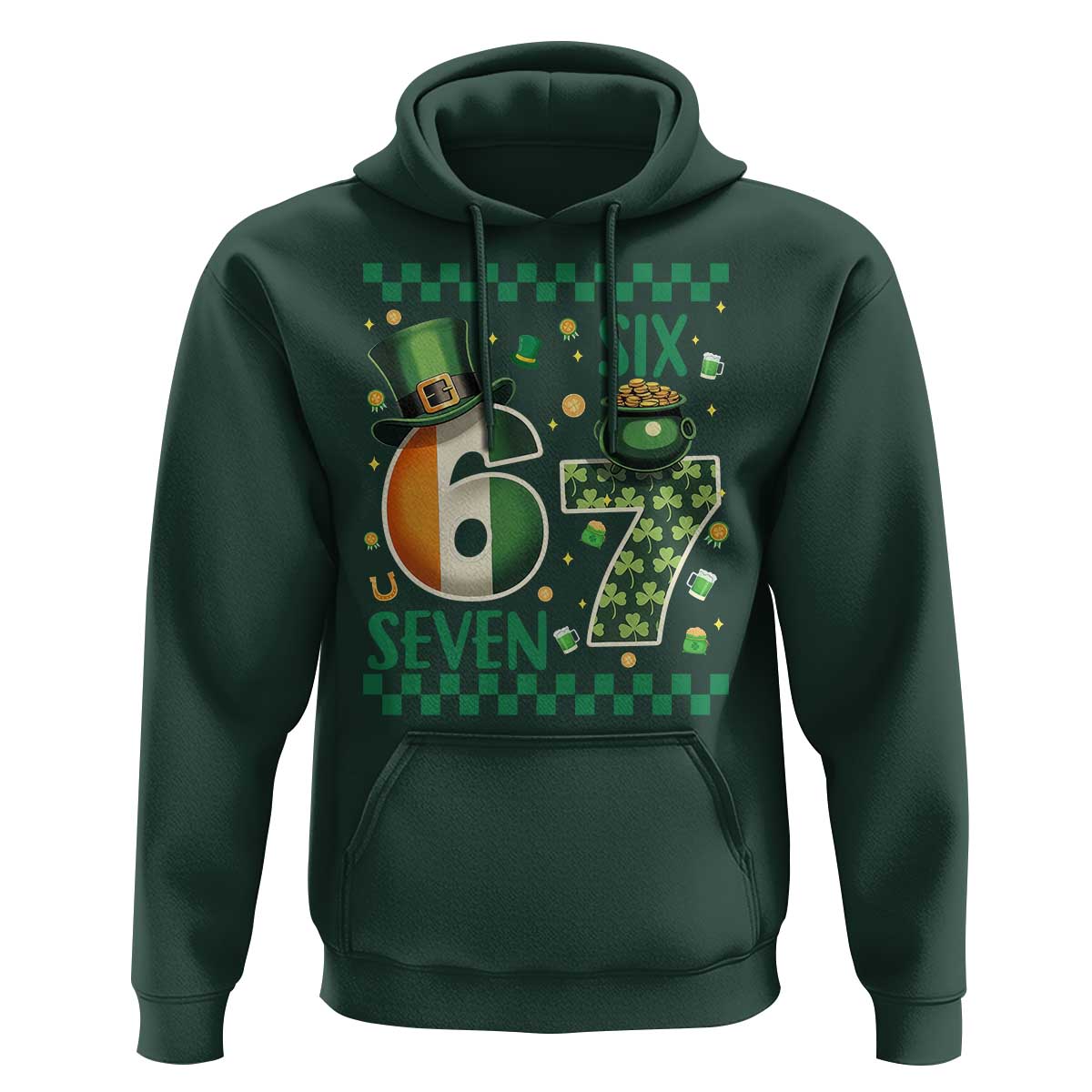 Funny St Patricks Six Seven Hoodie Gen Z Irish Gift