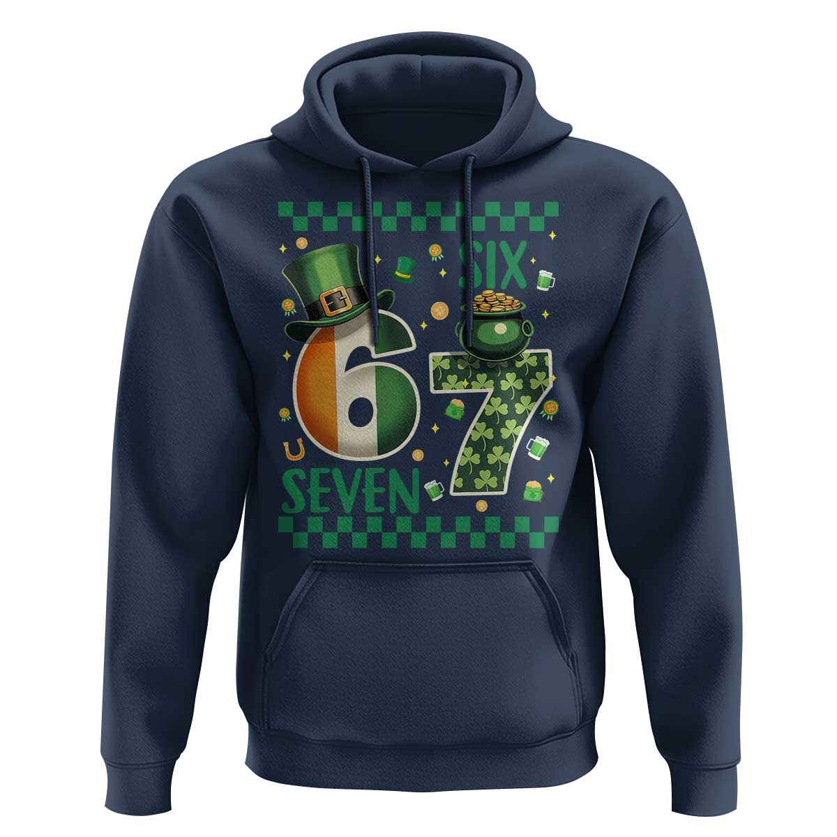 Funny St Patricks Six Seven Hoodie Gen Z Irish Gift
