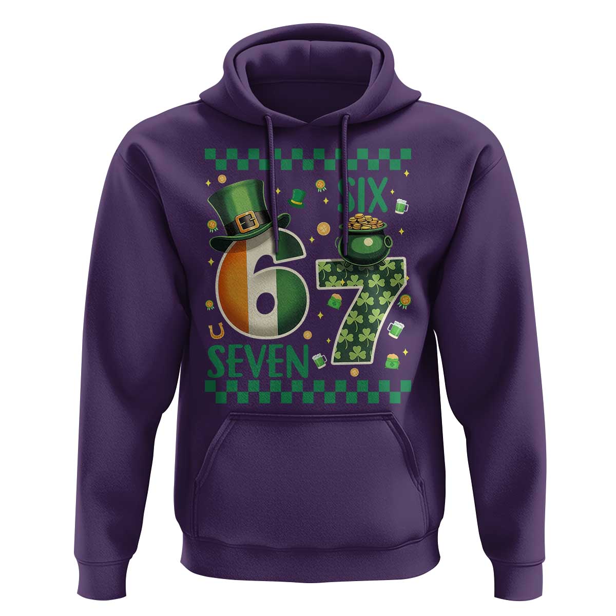 Funny St Patricks Six Seven Hoodie Gen Z Irish Gift