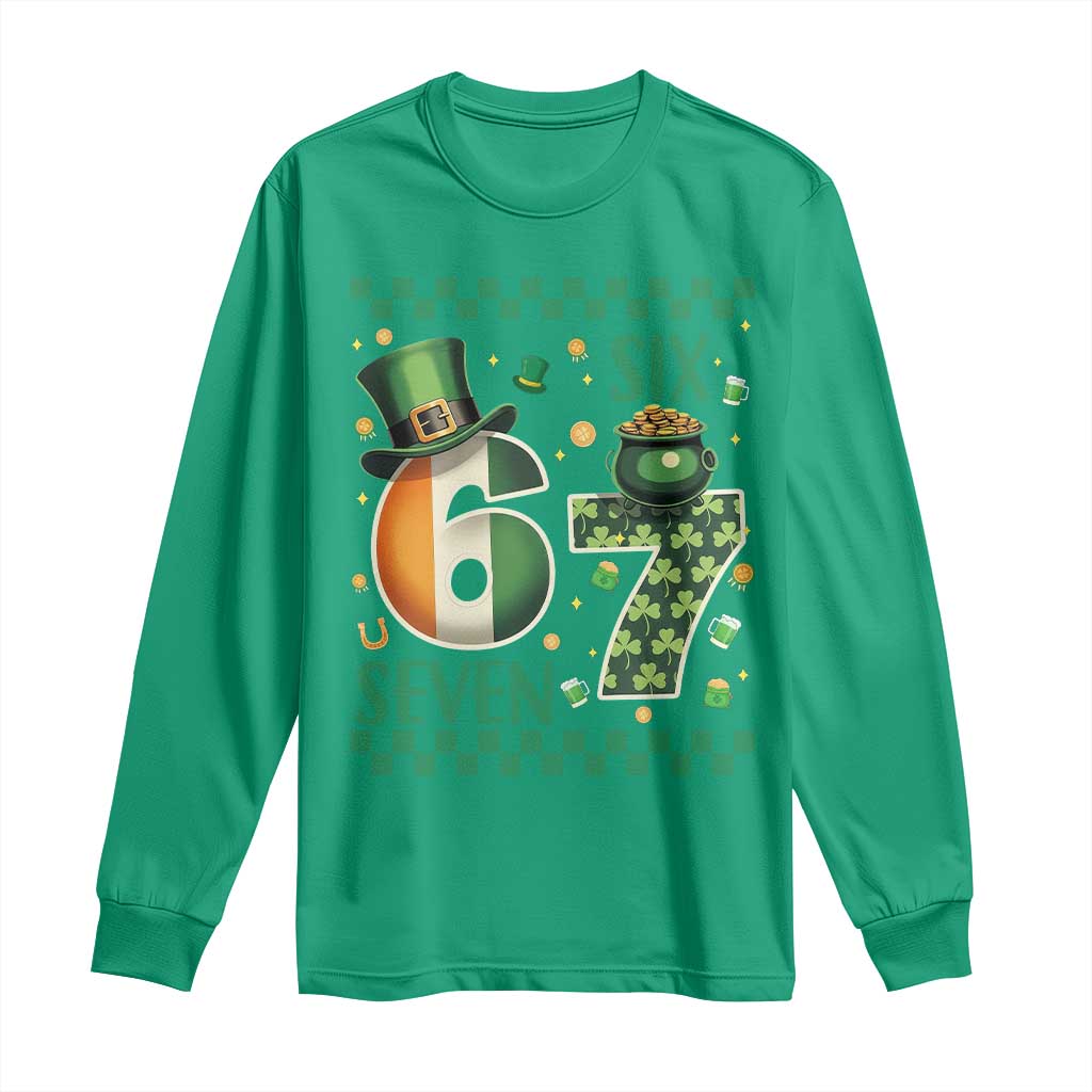 Funny St Patricks Six Seven Long Sleeve Shirt Gen Z Irish Gift