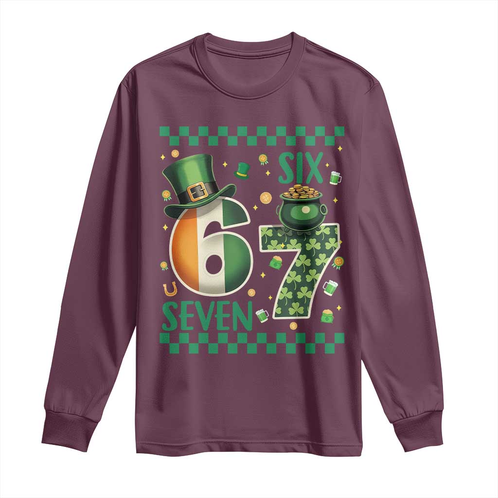 Funny St Patricks Six Seven Long Sleeve Shirt Gen Z Irish Gift