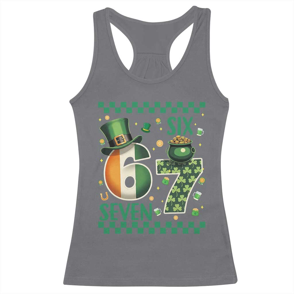 Funny St Patricks Six Seven Racerback Tank Top Gen Z Irish Gift