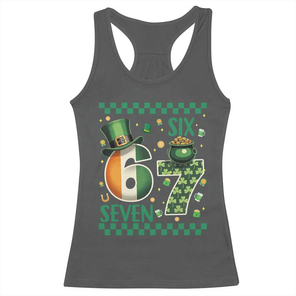 Funny St Patricks Six Seven Racerback Tank Top Gen Z Irish Gift