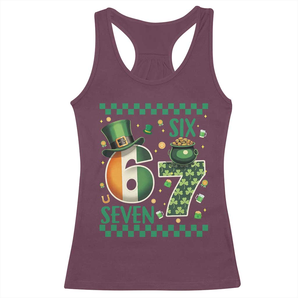 Funny St Patricks Six Seven Racerback Tank Top Gen Z Irish Gift