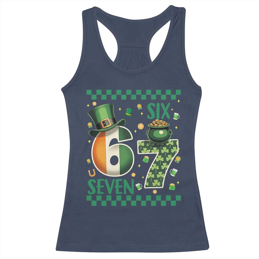 Funny St Patricks Six Seven Racerback Tank Top Gen Z Irish Gift