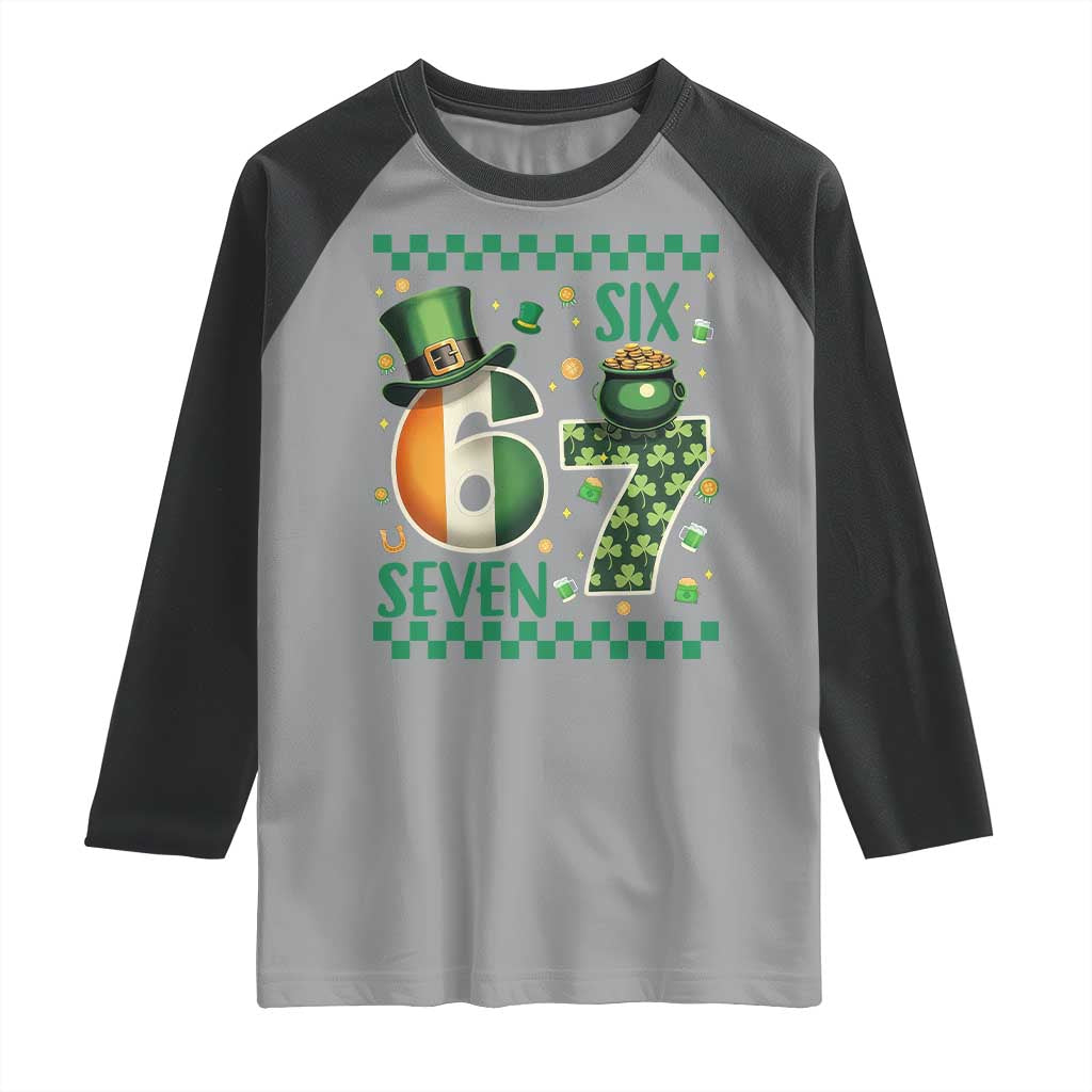 Funny St Patricks Six Seven Raglan Shirt Gen Z Irish Gift
