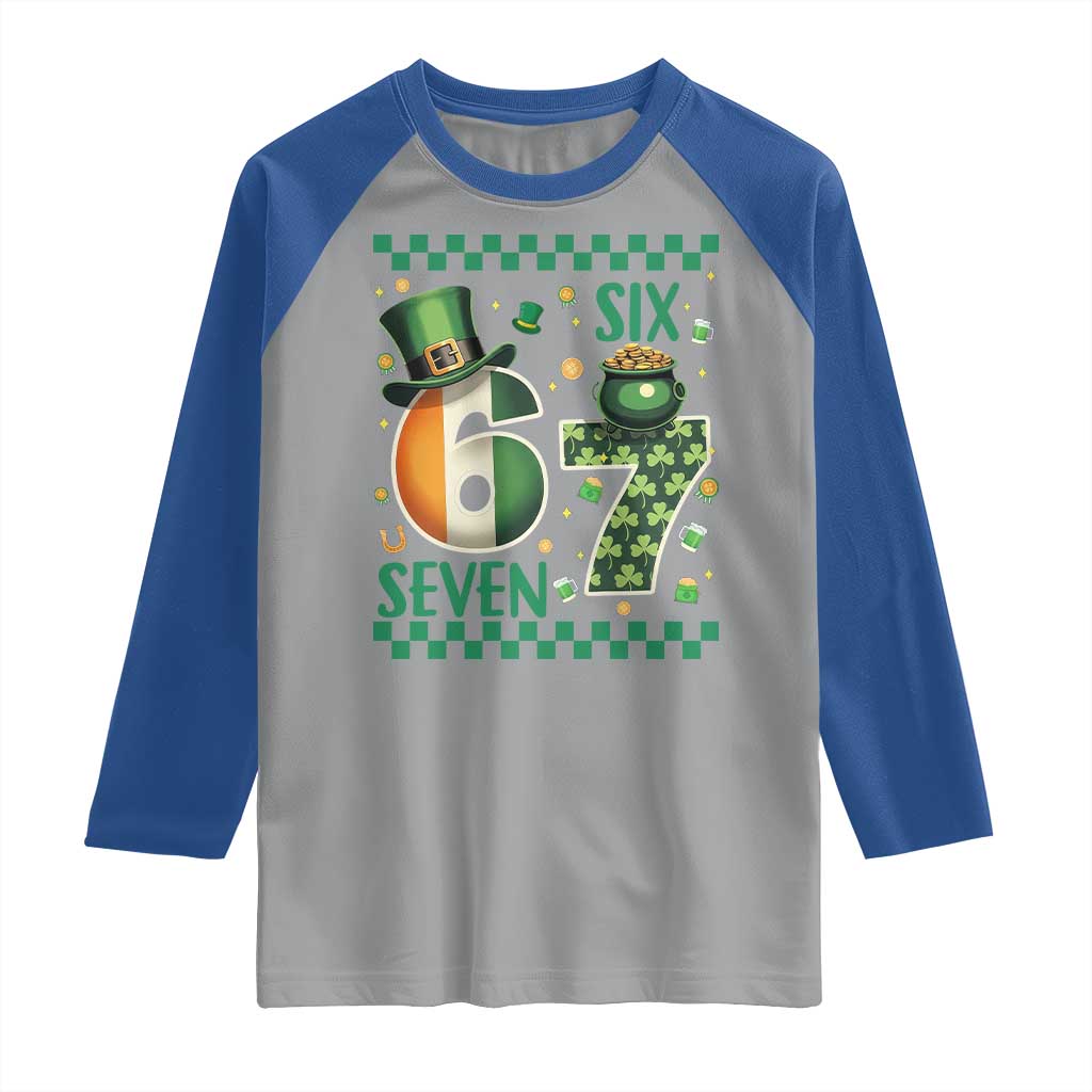 Funny St Patricks Six Seven Raglan Shirt Gen Z Irish Gift