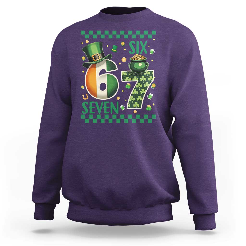 Funny St Patricks Six Seven Sweatshirt Gen Z Irish Gift