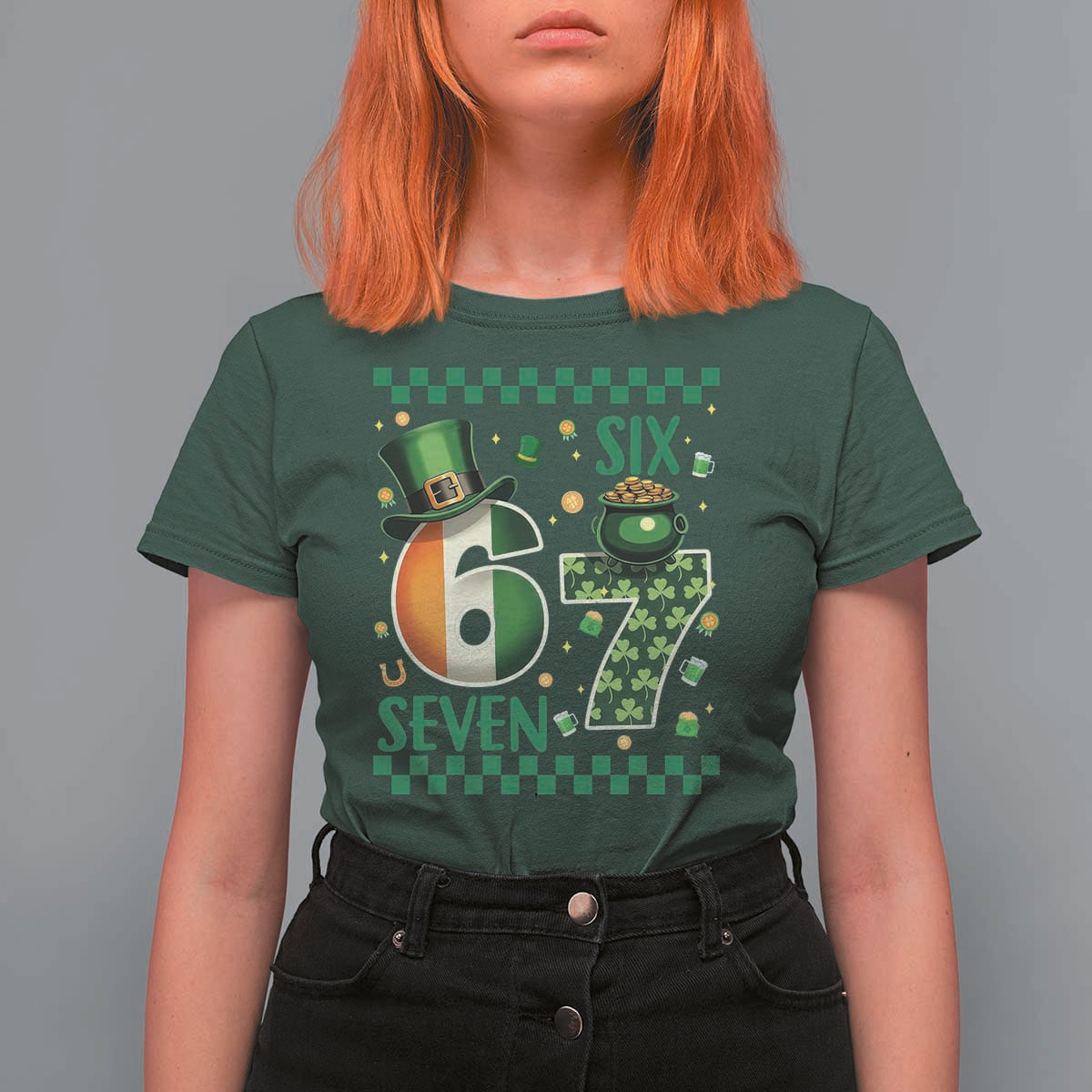 Funny St Patricks Six Seven T Shirt For Women Gen Z Irish Gift