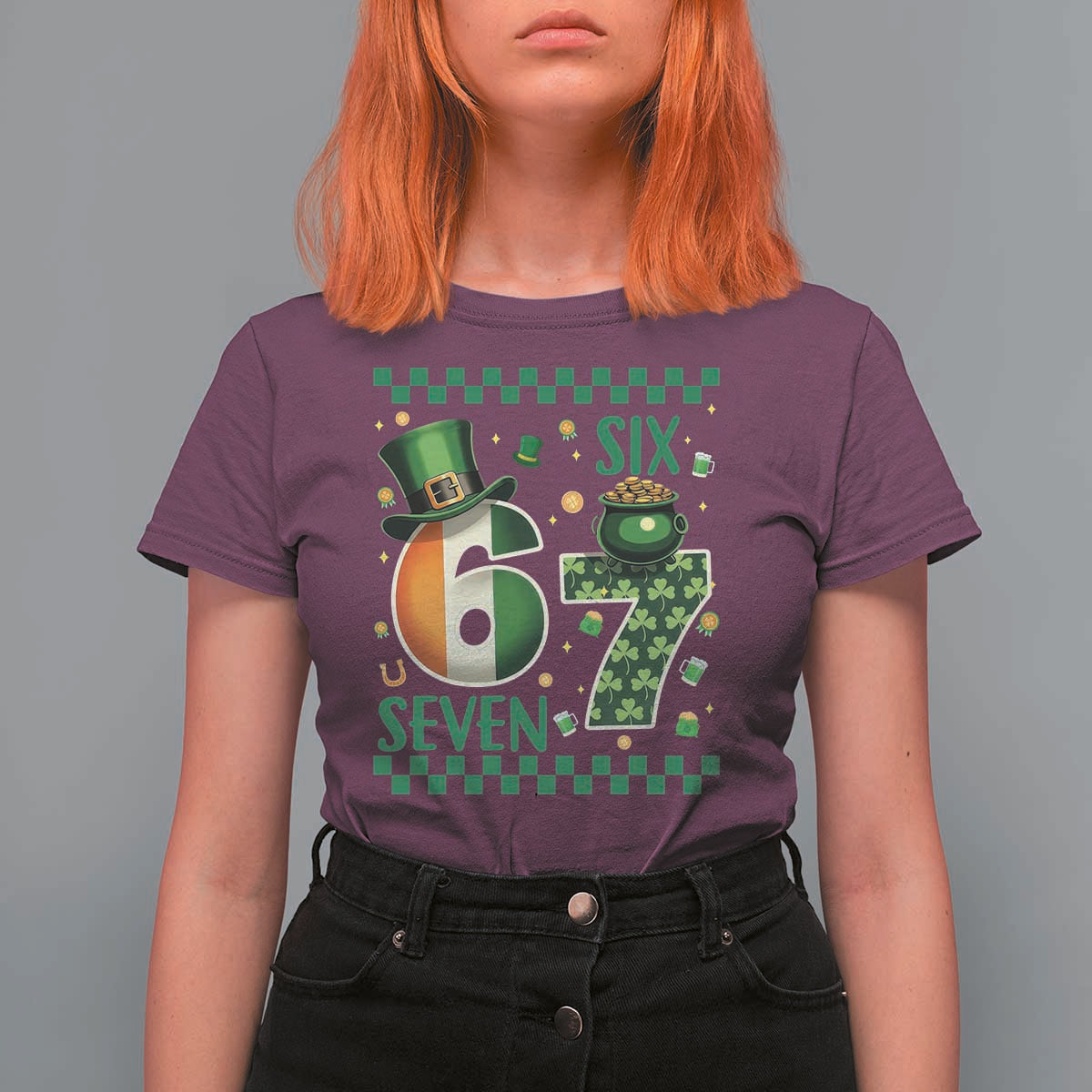 Funny St Patricks Six Seven T Shirt For Women Gen Z Irish Gift