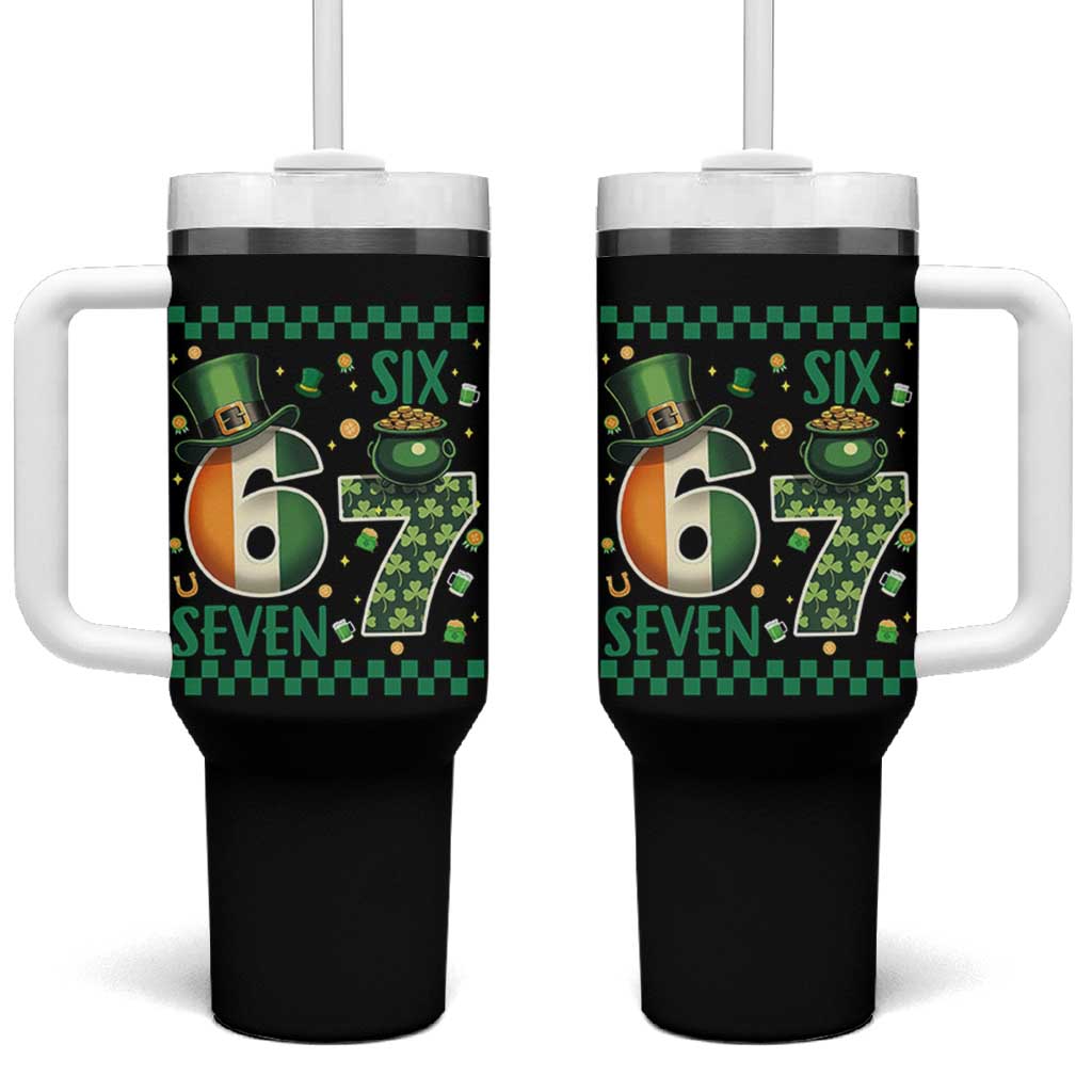 Funny St Patricks Six Seven Tumbler With Handle Gen Z Irish Gift