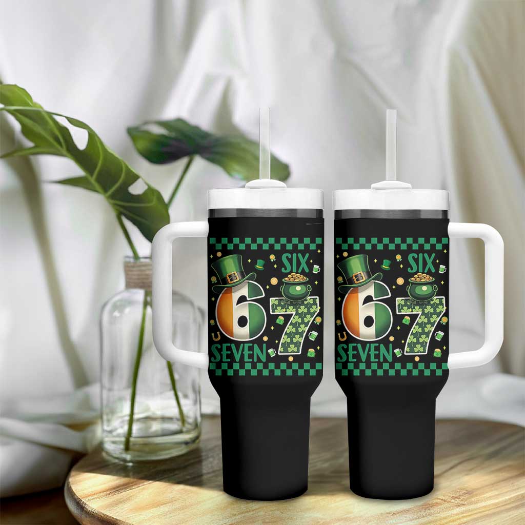 Funny St Patricks Six Seven Tumbler With Handle Gen Z Irish Gift