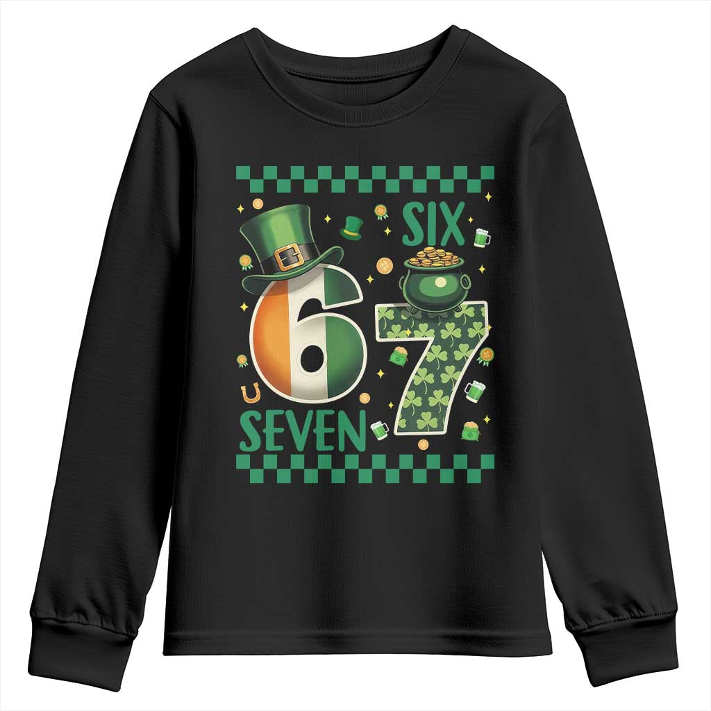Funny St Patricks Six Seven Youth Sweatshirt Gen Z Irish Gift