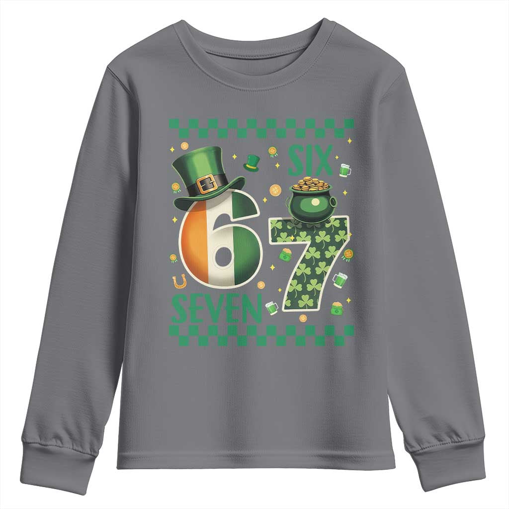 Funny St Patricks Six Seven Youth Sweatshirt Gen Z Irish Gift