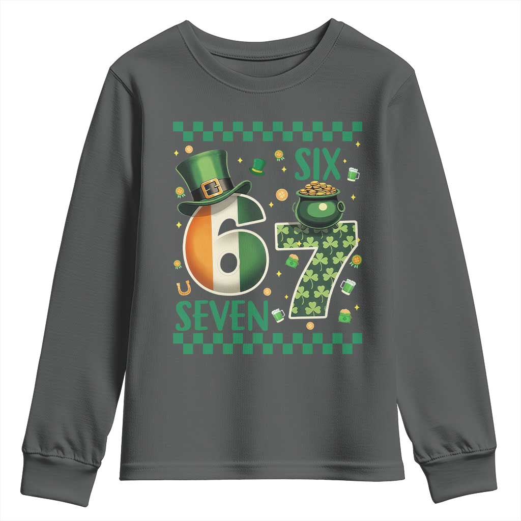 Funny St Patricks Six Seven Youth Sweatshirt Gen Z Irish Gift