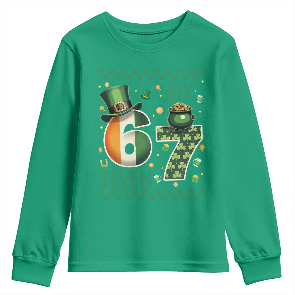 Funny St Patricks Six Seven Youth Sweatshirt Gen Z Irish Gift
