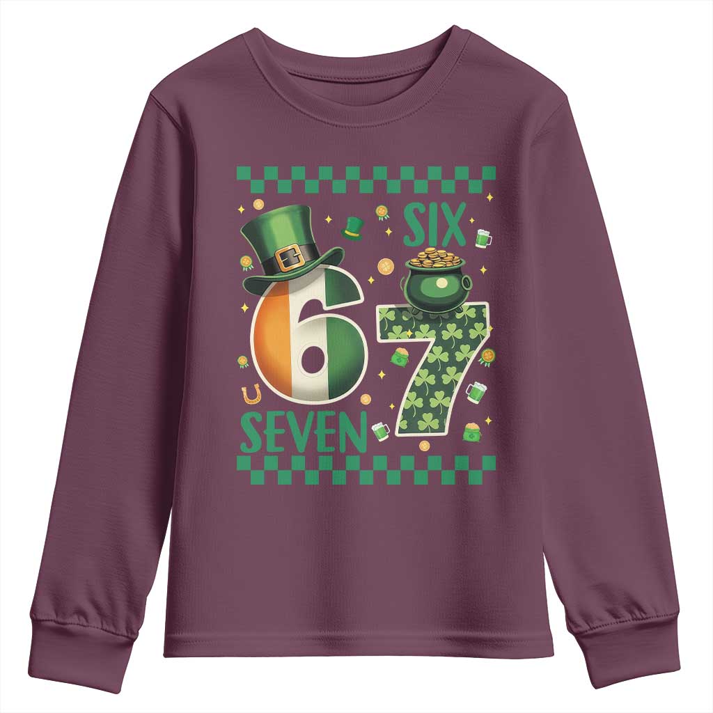 Funny St Patricks Six Seven Youth Sweatshirt Gen Z Irish Gift