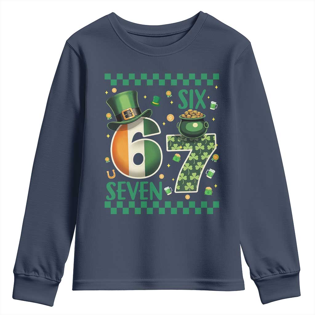Funny St Patricks Six Seven Youth Sweatshirt Gen Z Irish Gift