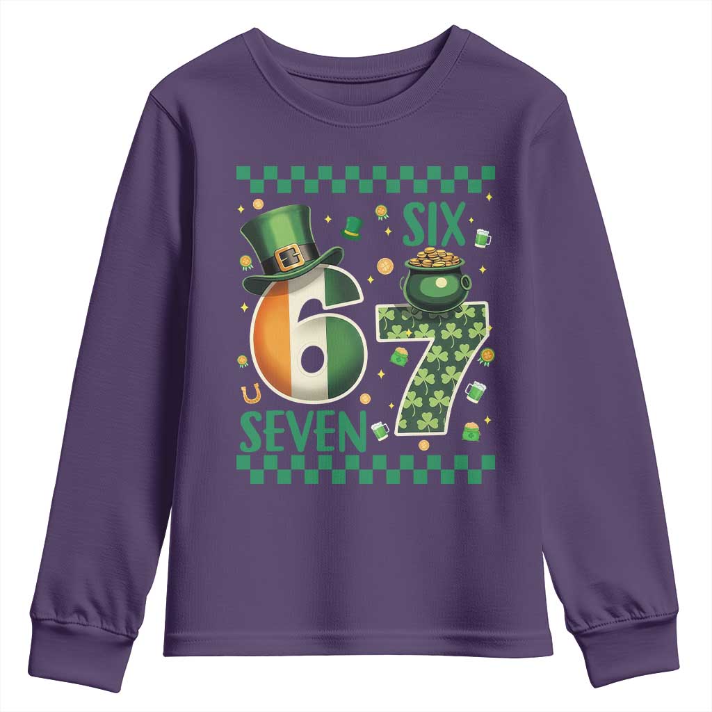 Funny St Patricks Six Seven Youth Sweatshirt Gen Z Irish Gift