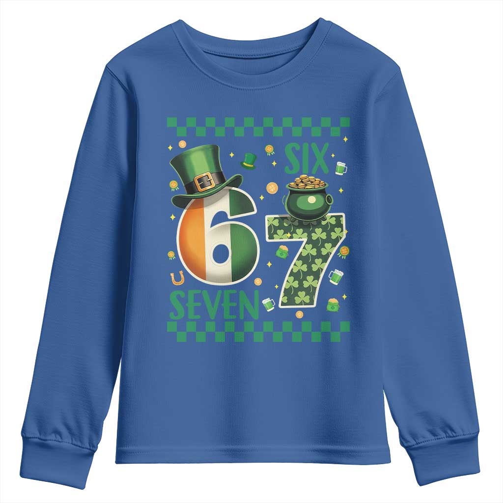 Funny St Patricks Six Seven Youth Sweatshirt Gen Z Irish Gift