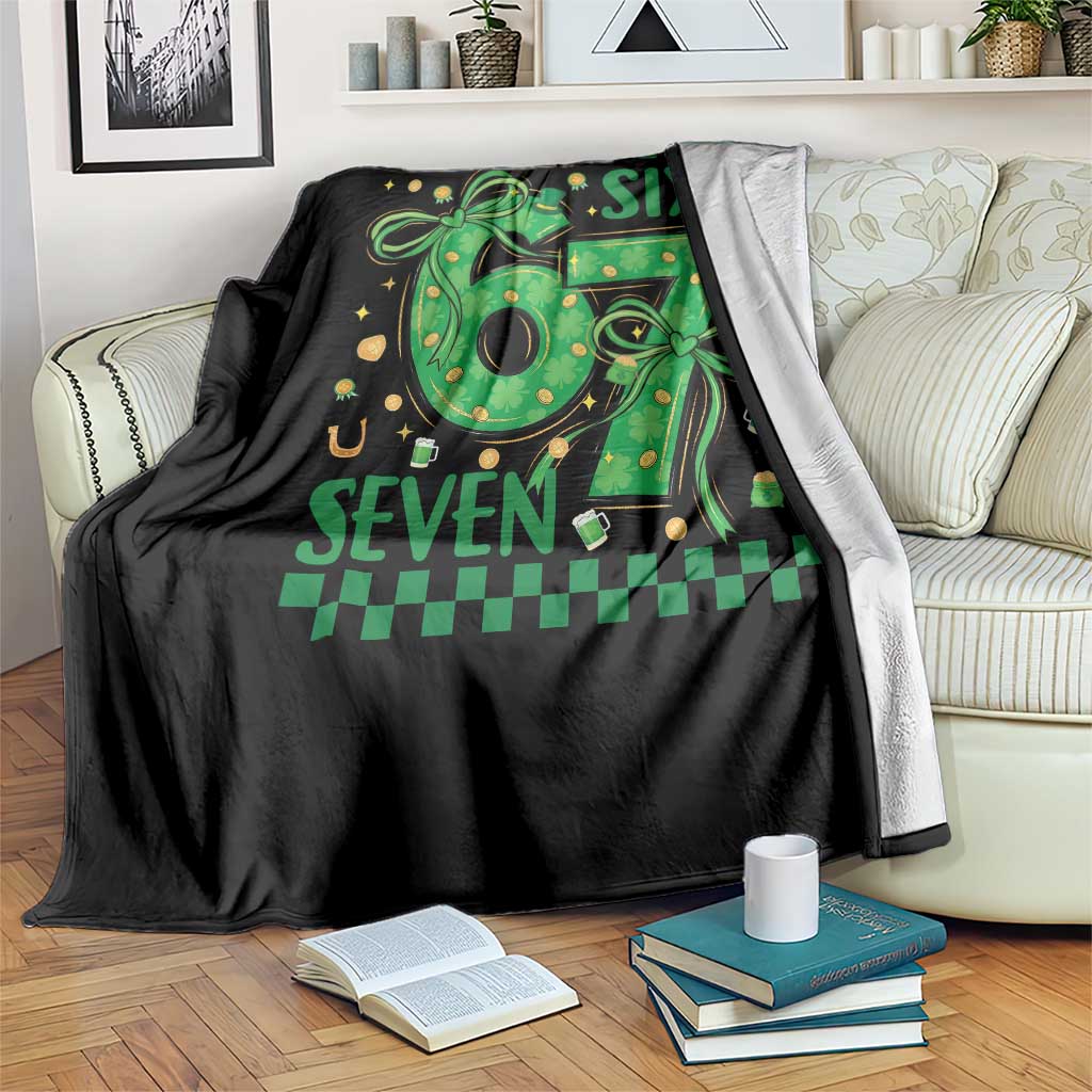 Funny St Patricks Day Throw Blanket Six Seven Meme Irish Gag Gift
