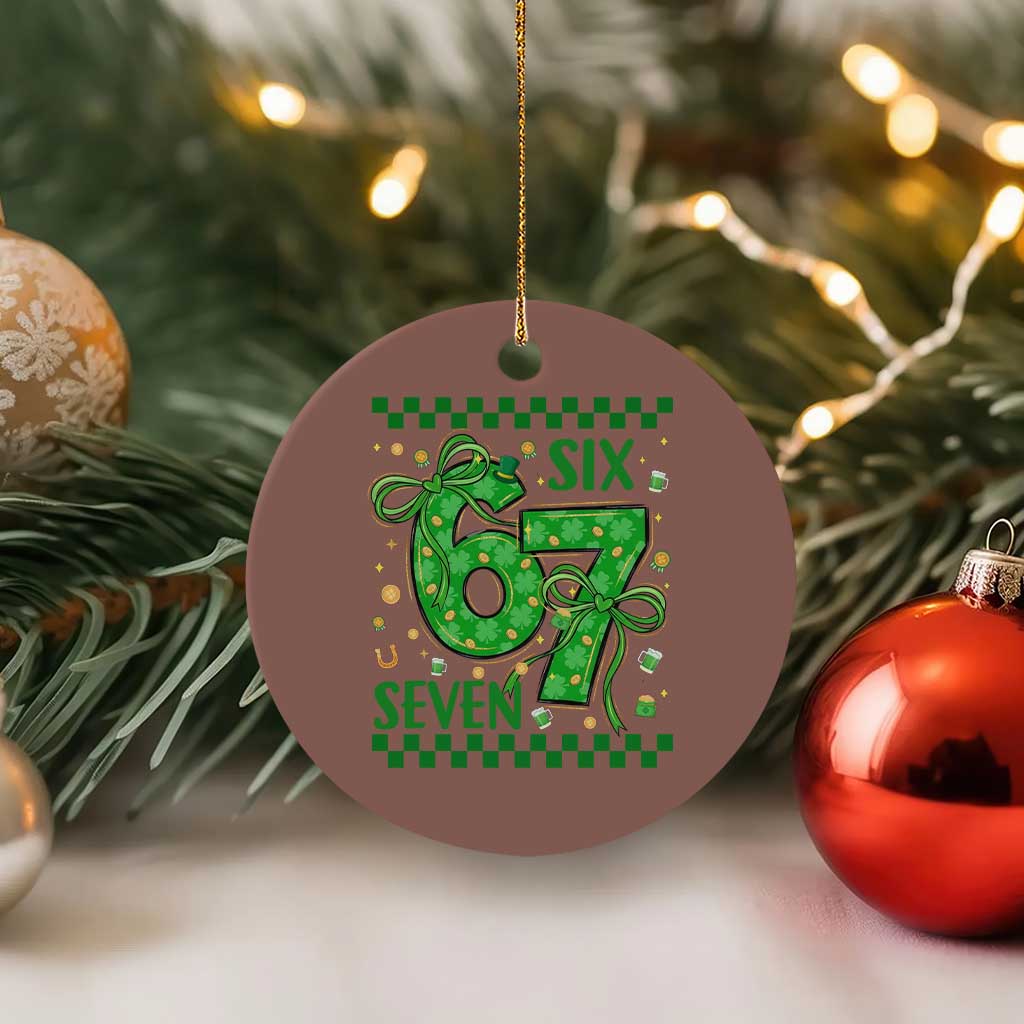 Funny St Patricks Day Ceramic Ornament Six Seven Meme Irish Gag Gift
