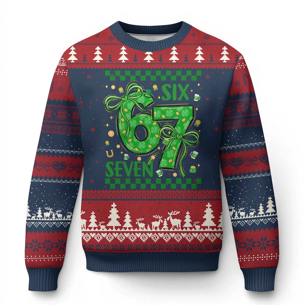Funny St Patricks Day Ugly Christmas Sweater Six Seven Meme Irish Gag Gift