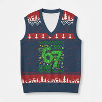 Funny St Patricks Day V-Neck Knit Sweater Vest Six Seven Meme Irish Gag Gift