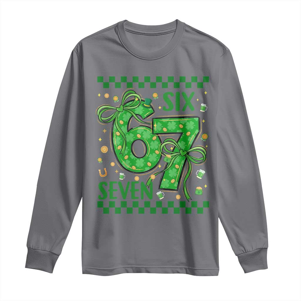 Funny St Patricks Day Long Sleeve Shirt Six Seven Meme Irish Gag Gift