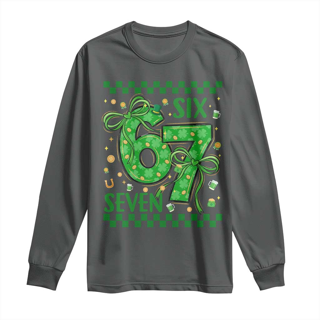 Funny St Patricks Day Long Sleeve Shirt Six Seven Meme Irish Gag Gift