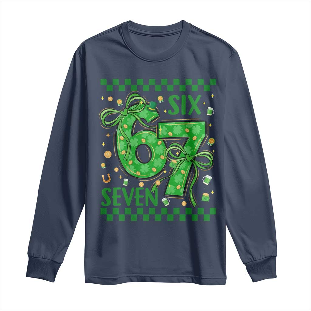 Funny St Patricks Day Long Sleeve Shirt Six Seven Meme Irish Gag Gift