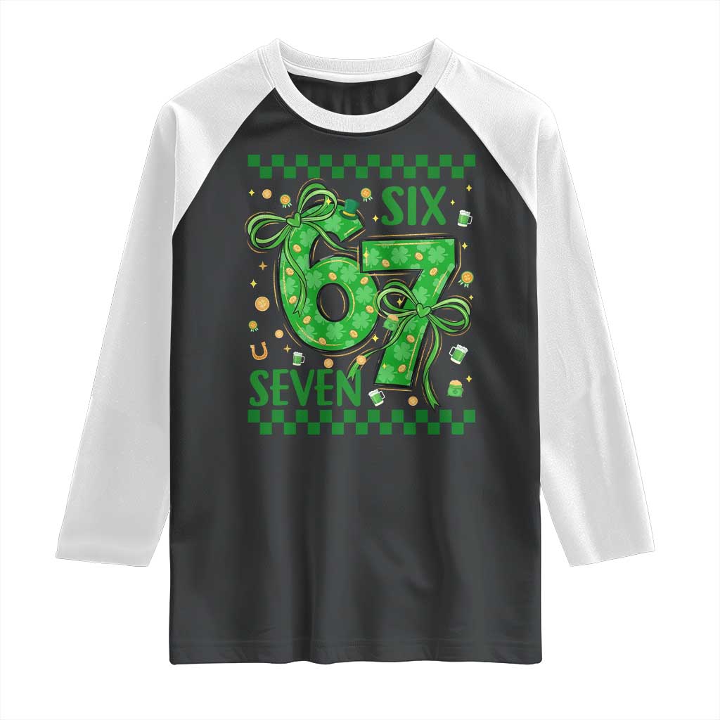 Funny St Patricks Day Raglan Shirt Six Seven Meme Irish Gag Gift