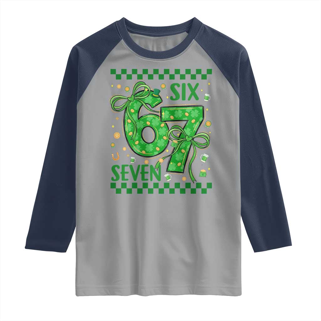 Funny St Patricks Day Raglan Shirt Six Seven Meme Irish Gag Gift