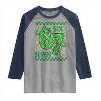 Funny St Patricks Day Raglan Shirt Six Seven Meme Irish Gag Gift